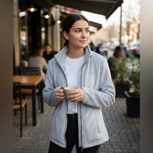 Free Country Gray Pile Fleece Jacket, Sz. M, Zipper Pockets, Only Worn Twice